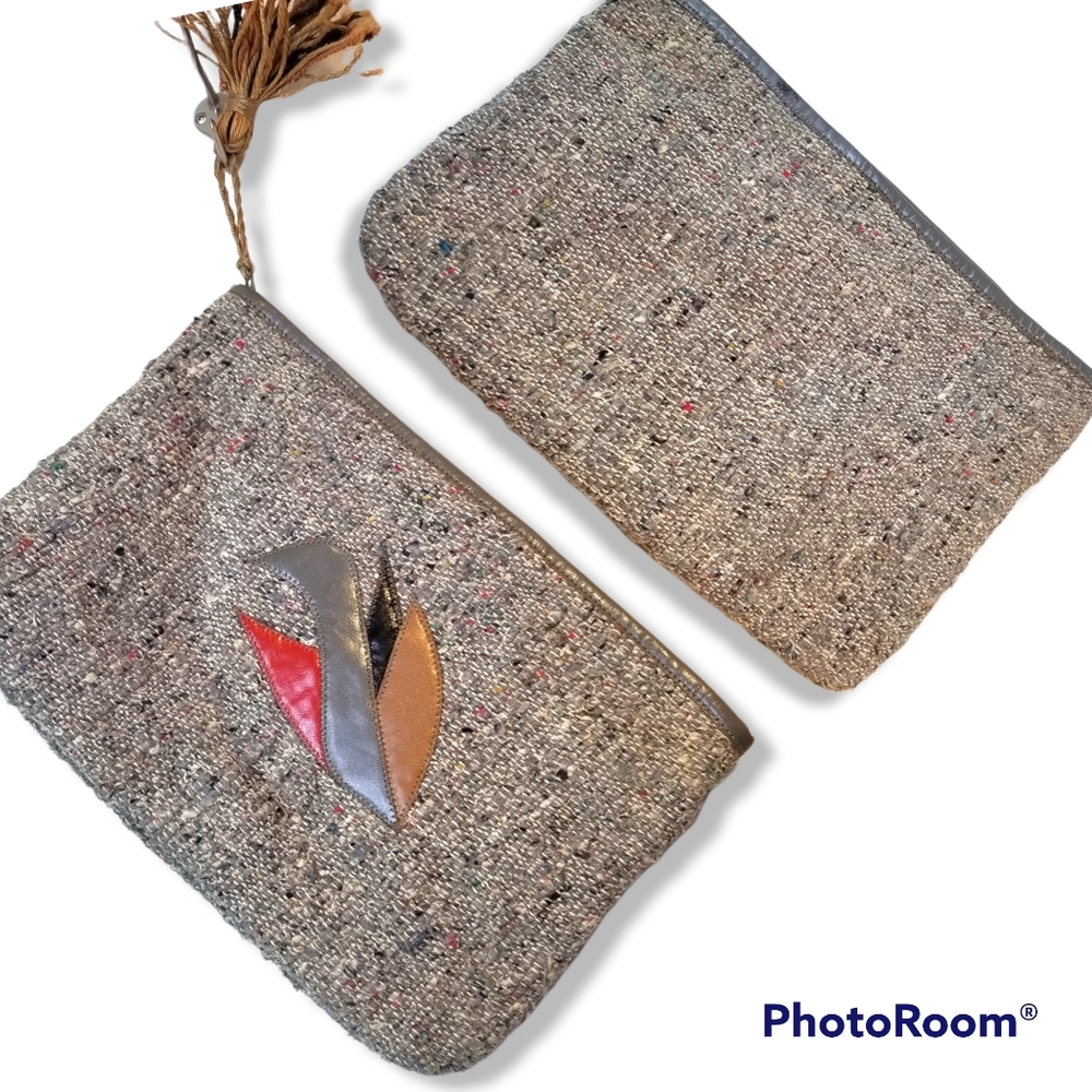 👜 Vtg 80s Jeffrey Lawrence Weave Clutch | Leather 🍂 - Picture 2 of 9